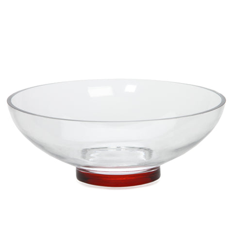 Hosley Clear Glass Bowl with Red Bottom 11.8 Inch Diameter