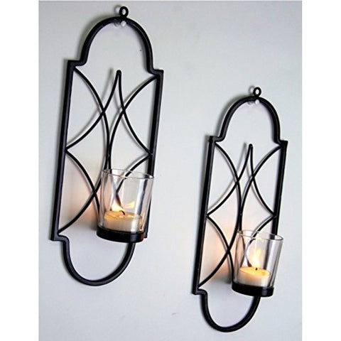 Hosley Set of 2, 12 inch High Iron Tea Light Candle Wall Sconces