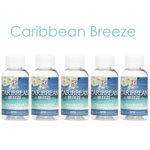 Hosley Aromatherapy Set of 5 Premium Caribbean Breeze Highly Scented Warming Oils 1.86 Fluid Ounce Each