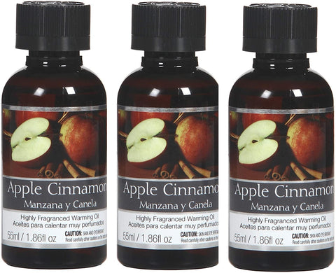 Hosley Aromatherapy Set of 3 Premium Apple Cinnamon Highly Scented Warming Oils 1.86 Fluid Ounce Each