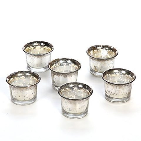 Hosley Set of 6 Metallic/Antique Finish Glass Candle Tealight Holders