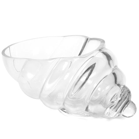 Hosley Clear Glass Shell Vase 8 Inches Long