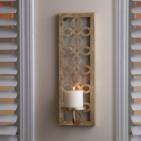 Hosley Gold Metal Tealight Wall Sconce 16.5 Inch High