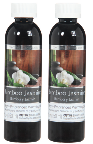 Hosley Set of 2, 5 oz Premium Bamboo Jasmine Fragrance Warming Oils