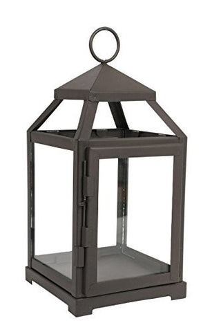 Hosley Set of 2, 12 Inch High Brown Clear Glass and Iron Classic Style Lantern