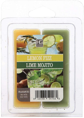 Hosley Set of 6, Dual Pack Lemon Fizz/Lime Mojito Wax Cubes- 2.5 oz
