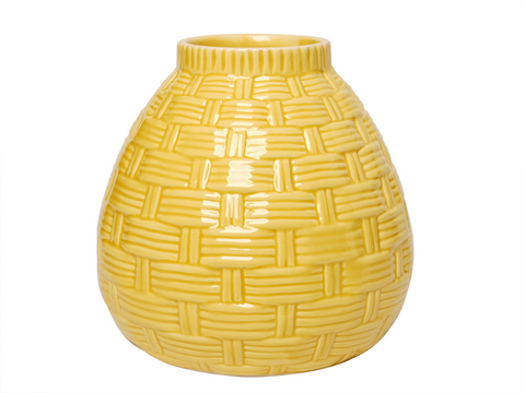 Hosley 6.5 inch high, Yellow Ceramic Vase