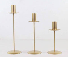 Hosley Set of 3, Gold Taper Candle Holders