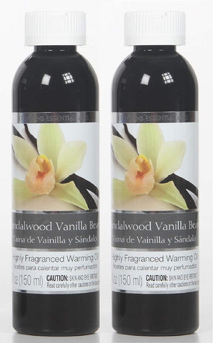 Hosley Aromatherapy Set of 2 Premium Sandalwood Vanilla Bean Highly Scented Warming Oils 5 Fluid Ounce Each