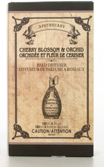 Hosley Apothecary Cherry Blossom & Orchid Glass Reed Diffuser 180 ml with Reed Sticks