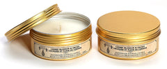 Hosley Set of 2, 3.88 oz. Soy Floral Cherry Blossom & Orchid Metal Travel Gold Tin Filled Candle