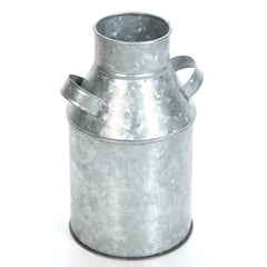 Hosley Silver Galvanized Metal Milk Can - 9.75" High