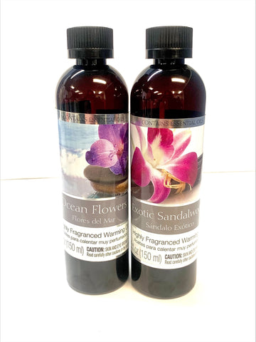 Hosley Set of 2 Assorted Fragrance Warming Oils 5oz Each-Exotic Sandalwood & Ocean Flowers