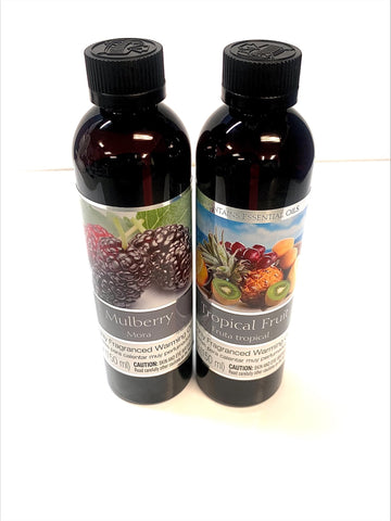 Hosley Set of 2 Assorted Fragrance Warming Oils 5oz Each-Mulberry & Tropical Fruit