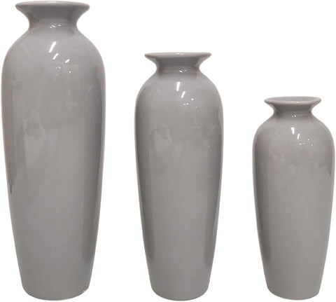 Hosley Set of 3, Grey Ceramic Vases