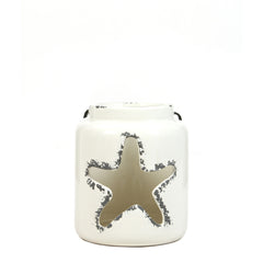 Hosley 5.5 inch High, White Ceramic Star Designed Tealight Candle Holder