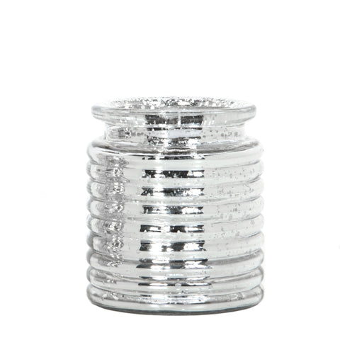 Hosley Set of 4, 3.54 inch, Silver Glass Tealight Candle Holders
