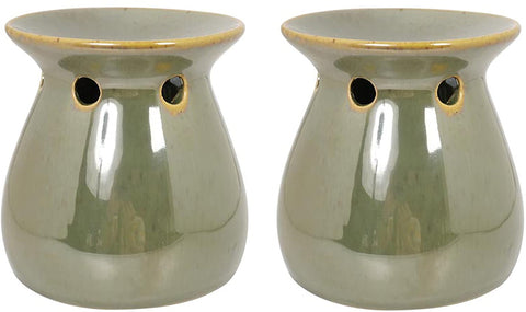 Hosley Set of 2, 4 inch High, Green Ceramic Oil Warmers