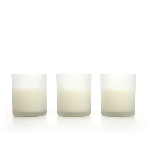 Hosley Set of 3, 4 oz. 3 inches High Unscented Large Frosted Glass Filled Votive Candles