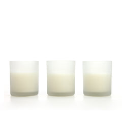 Hosley Set of 3, 4 oz. 3 inches High Unscented Large Frosted Glass Filled Votive Candles