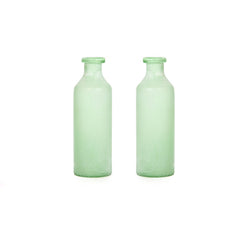 Hosley Set of 2, 13.5 inch High Large Green Salted Glass Vases