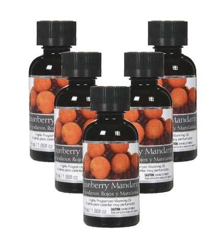 Hosley Set of 5, 55 ml Cranberry Mandarin Highly Scented Warming Oils