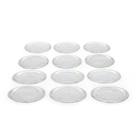 Hosley Set of 12, Clear Glass Pillar Candle Plates