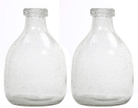Hosley Set of 2, 7 Inch High Clear Glass Vases