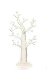 Hosley 11.40 inch High, White Ring and Necklace Holder Ceramic Tabletop Tree Sculpture