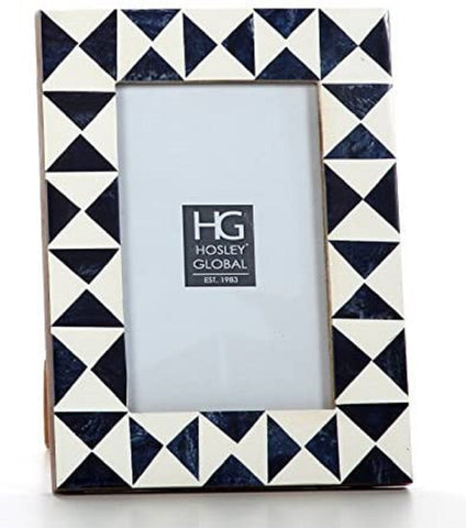 Hosley 4x6 Indigo Geo Blue Black & White Resin Tabletop Picture Frame