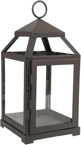 Hosley 12 Inch High Clear Glass and Iron Classic Style Lantern
