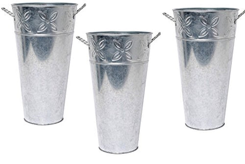 Hosley Set of 3, 12 inch High Galvanized Vase