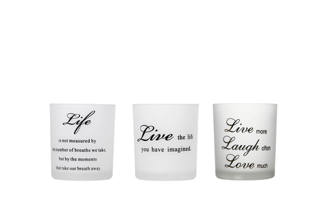 Hosley Set of 4, 4 inch High, Clear Glass Inspirational Tea Light Holders
