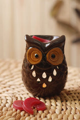 Hosley Set of 2, 4.9 Inches High, Brown Ceramic Owl Oil Warmers