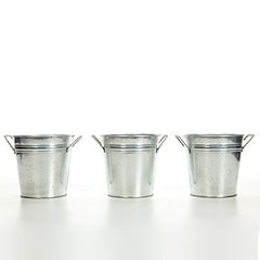 Hosley 3 pack of Galvanized Planters - 5 Inch Diameter
