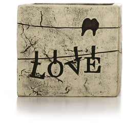 Hosley 5.5" Square Love Ceramic Flower Planter
