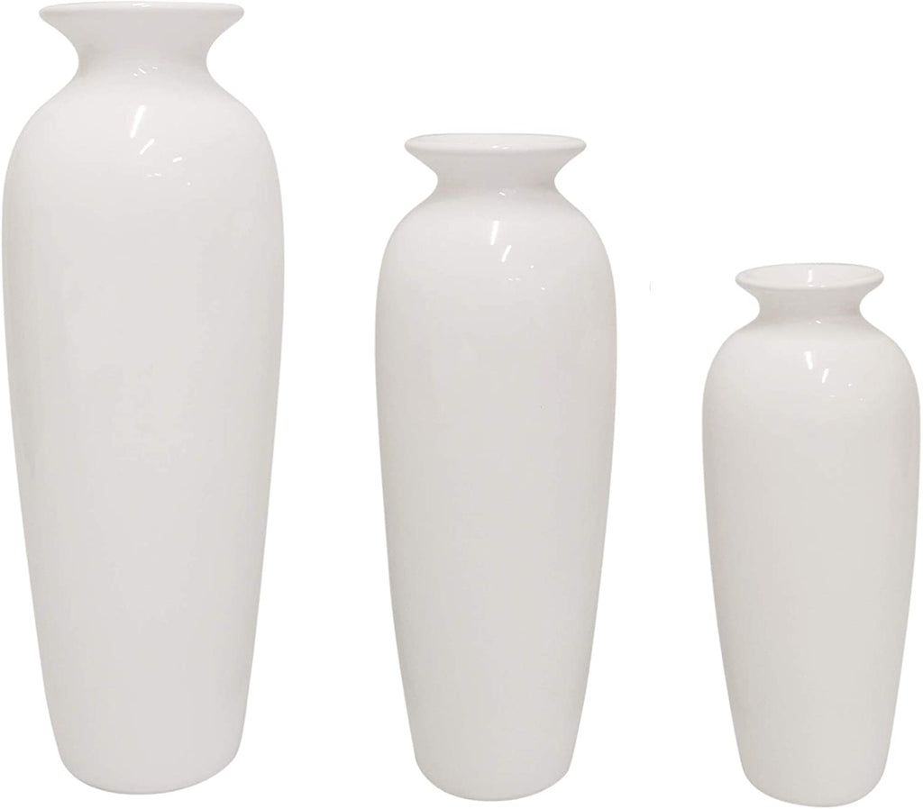 Hosley Set of 3, Black Decorative Ceramic Vases 