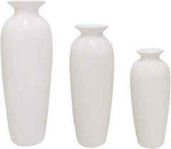 Hosley Set of 3, White Ceramic Vases
