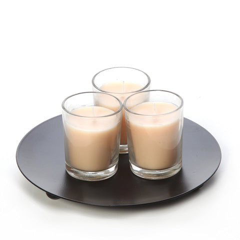 Hosley Set of 8, Clear Glass Filled Vanilla Bean Fragrance Votive Candles