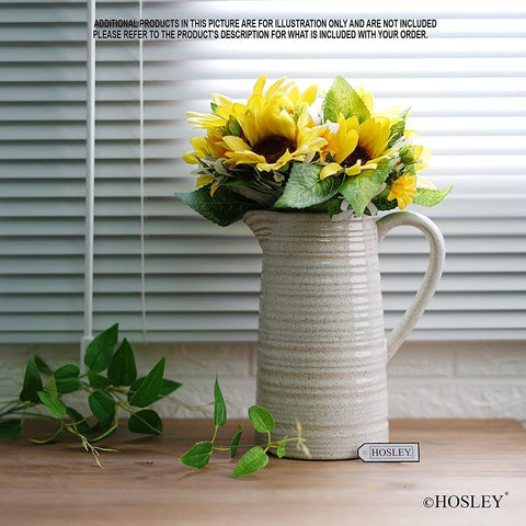 Hosley 8 Inch High Cream Ceramic Pitcher Vase