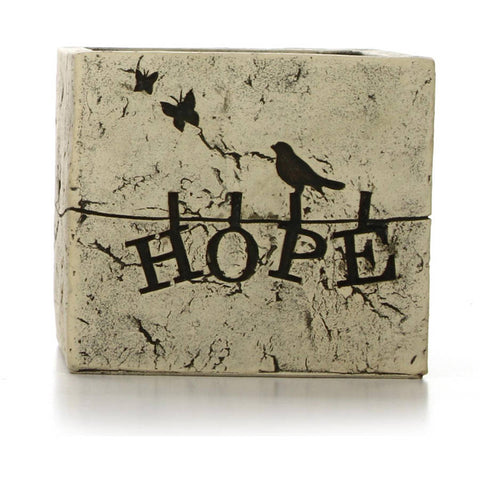 Hosley 5.5" Square Hope Beige Ceramic Flower Pot