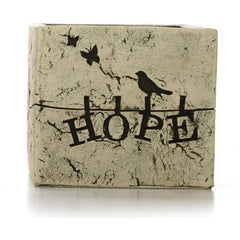 Hosley 5.5" Square Hope Beige Ceramic Flower Pot
