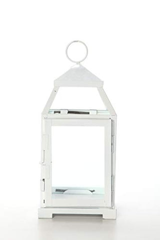 Hosley 12.50 Inch High White Clear Glass and Iron Classic Style Lantern