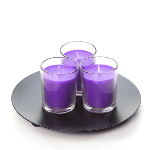 Hosley Set of 8, Clear Glass Filled Lavender Fragrance Votive Candles